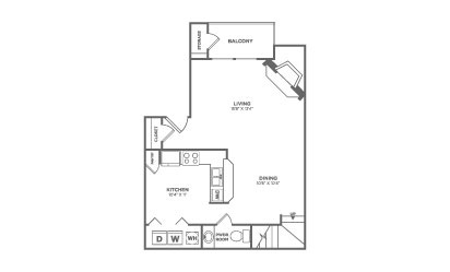 Inwood Comstock - 2 bedroom floorplan layout with 1.5 bath and 960 square feet