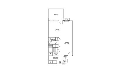 Walnut D - 2 bedroom floorplan layout with 2.5 bath and 1265 square feet