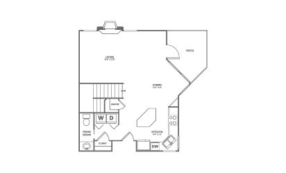 Walnut F - 2 bedroom floorplan layout with 2.5 bath and 1252 square feet