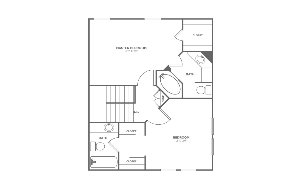 Walnut F - 2 bedroom floorplan layout with 2.5 bath and 1252 square feet (2nd floor 2D)